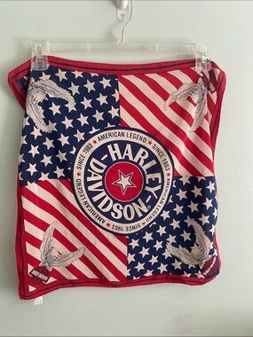 Vintage Harley-Davidson Red, White & Blue Silk Americana Bandana